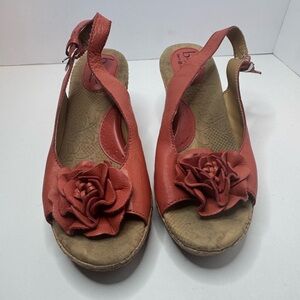 BOC Red Sandals with Floral Detail Size 8